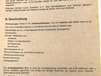 REPRODUKTION, D 275/2 Die Flaschen-Eismine Bescheibung, Handhabung und Behanlungsanleitung, datiert 1940, DIN A6, 10 Seiten