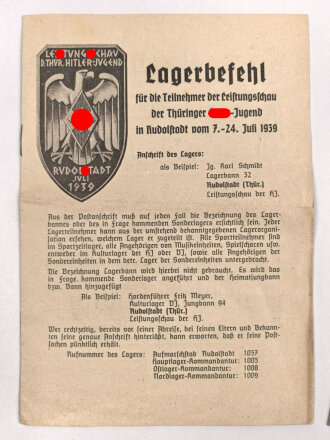 Leistungsschau der Thüringer Hitler Jugend Rudolstadt 1939, " Einberufung" und "Lagebefehl"