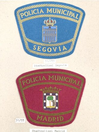 Spanien, Sammlung Ärmelabzeichen der Polizei, auf...