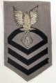 U.S. Navy rating arm badge " A" on grey backing, hand embroidered