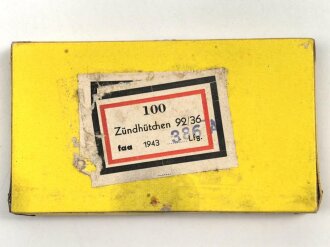 Pappverpackung " 100 Zündhütchen 92/36" ( für 2cm ) datiert 1943