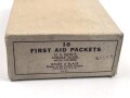 U.S. Army WWII, empty cardboard box for "10 First Aid Packets" Carlisle red