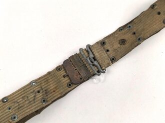 U.S. Army pistol belt, khaki, most likely WWII era, uncleaned