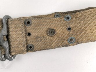 U.S. Army pistol belt, khaki, most likely WWII era, uncleaned