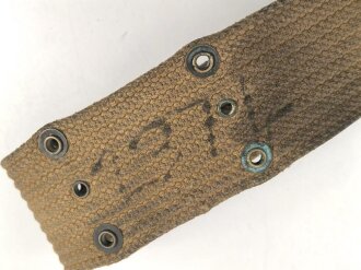 U.S. Army pistol belt, khaki, most likely WWII era, uncleaned