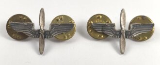 U.S.Army Air Service Officers Collar Device, Sterling, 29mm wide, pair