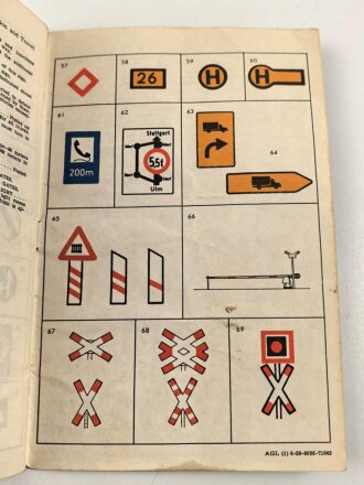 U.S. Army 1955 dated "Headquarters United States Army, Europe, "Transportation and Travel Drivers Manual for Germany" well used, 32 pages