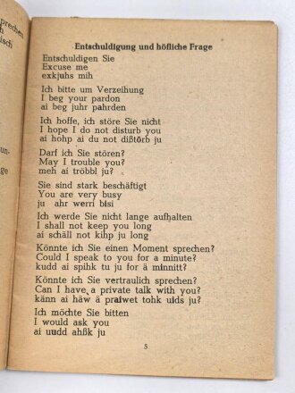 "Yes Sir" - Englische Ausdrücke und Redewendungen die Sie täglich brauchen, Deutsch/englisch, datiert 1945 