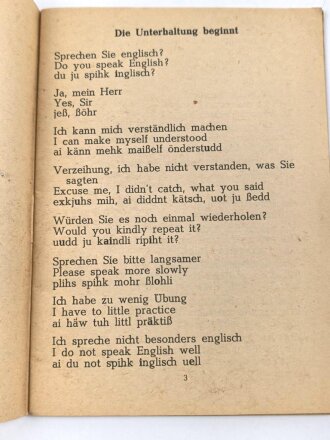 "Yes Sir" - Englische Ausdrücke und Redewendungen die Sie täglich brauchen, Deutsch/englisch, datiert 1945 