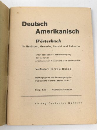 "Deutsch - Amerikanich, Wörterbuch für...