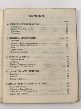 U.S. Technical Manual 30-606 "Restricted German Phrase Book" used, U.S. 1943 dated