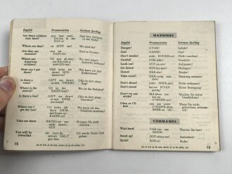 U.S. Technical Manual 30-606 "Restricted German Phrase Book" used, U.S. 1943 dated