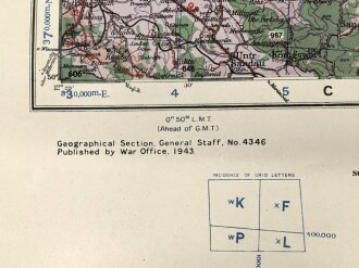 U.S. Army map, Germany "Chemnitz" Size: 76 x 66 cm, 1943 dated