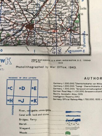 U.S. Army map, Germany "Halle" Size: 76 x 66 cm, 1943 dated