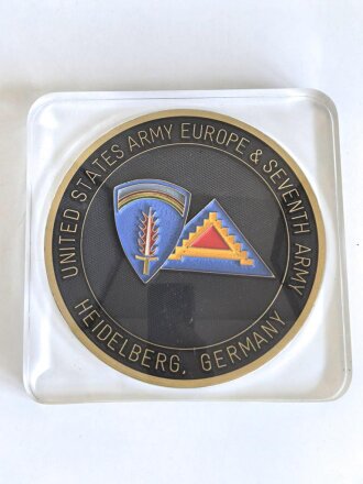 United States Army Europe & Seventh Army Heidelberg, Germany, large table "coin" 12,5 x 12,5cm