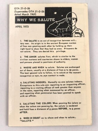 U.S. Army  1969 dated "Why we Salute" Graphic...