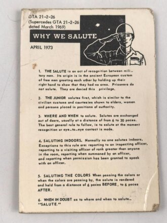 U.S. Army  1973 dated "Why we Salute" Graphic Training Aid 21-2-26.