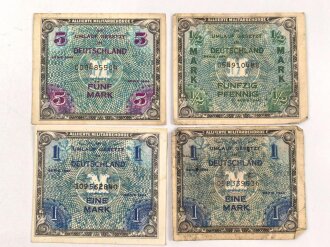 Alliierte Militärbehörde, 4 Geldscheine Serie 1944 Besatzungsgeld