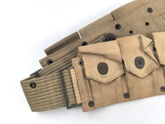 U.S. Army , 1918 dated Cartridge belt M-1910. Field modified, one pocket cut down, used, good condition