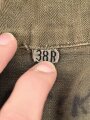 U.S. Army WWII Jacket, HBT, with gas flap. Well used, size 38R