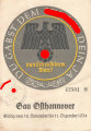 Winterhilfswerk Gau Osthannover Türplakette November 1934, 105 x 15 mm