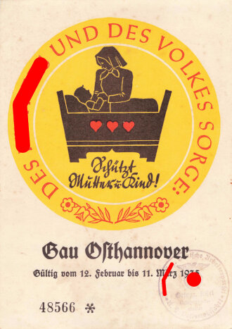 Winterhilfswerk Gau Osthannover Türplakette Februar 1935, 100mm