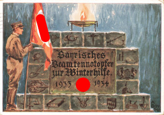 Winterhilfswerk Ansichtskarte "Bayrisches Beamtennotopfer zur Winterhilfe 1933-1934"