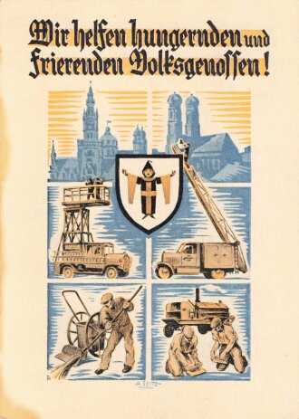 Winterhilfswerk Ansichtskarte "Sammlung der Städtischen Arbeiter der Hauptstadt der Bewegung" 1935/36