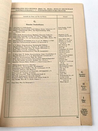 Oberkommando des Heeres "Verzeichnis der mit der Herstellung von Baracken beauftragten Firmen und Verbände Teil I., datiert 1939, 19. Ausgabe, DIN A4