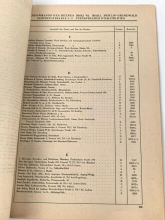 Oberkommando des Heeres "Verzeichnis der mit der Herstellung von Baracken beauftragten Firmen und Verbände Teil I., datiert 1939, 19. Ausgabe, DIN A4