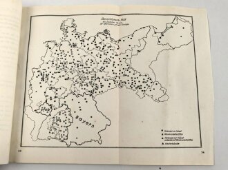 "Der Staat als Retter"  der Wanderdienst, die Lebensschule des Heimatlosen. 99 Seiten, herausgegeben vom Bayer. Staatsministerium des Innern, datiert 1935, DIN A5, stark gebraucht, wurde mittig geknickt komplett