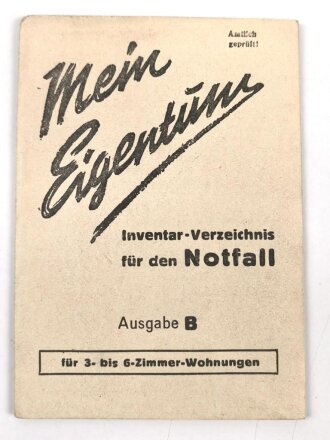 "Mein Eigentum, Inventar Verzeichnis für den...