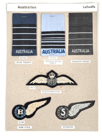 Australien, Sammlung Abzeichen Luftwaffe, auf Karton...