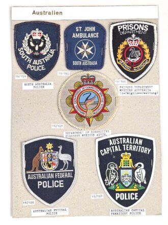 Australien, Sammlung Ärmelabzeichen der Polizei, auf...