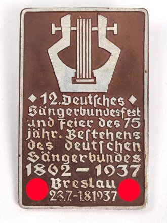 Leichtmetallabzeichen "12. Deutsches Sängerbundfest und Feier des 75 jähr. Bestehens des deutschen Sängerbundes 1862-1937 in Breslau 1937"