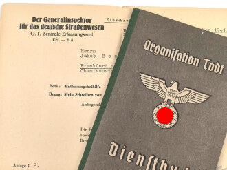 Organisation Todt - Dienstbuch eines Angehörigen aus...