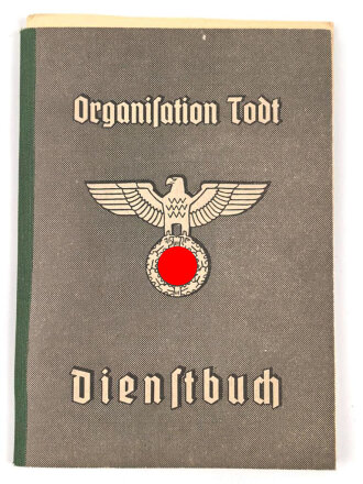 Organisation Todt - Dienstbuch eines Angehörigen aus Frankfurt mit einem Schreiben zur Entlassungsbeihilfe datiert 1941