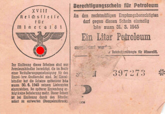 "Berechtigungsschein für Petroleum", XVIII...