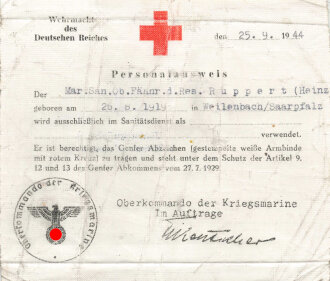 Personalausweis Rotes Kreuz/Oberkommando der Kriegsmarine...