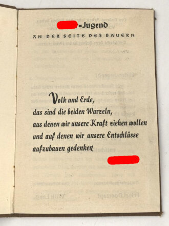 Hitlerjugend Leistungsbuch der Landwirschaft, datiert...