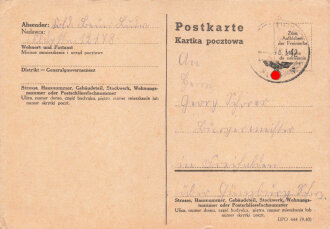 Generalgouvement Postkarte / Karta pocztowa, gelaufen 1943