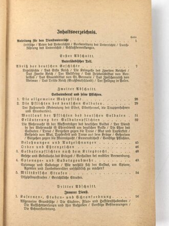 "Der Dienstunterricht im Heere, Ausgabe für den Schützen der Schützenkompanie" datiert 1940, 340 Seiten, DIN A5, gebraucht