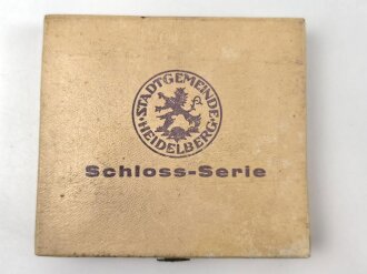 "Heidelberg Schloss" Drei Porzellanmedaillen in beschädigtem Etui " Deutschlands älteste Universitäts Stadt 1923"