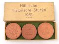 "Solbad Schwäbisch Hall" Drei Porzellanmedaillen in Etui " Hällische Historische Stücke 1922 II.Serie"