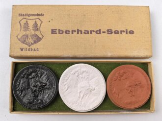 Eberhard Serie" Drei Porzellanmedaillen Etui "...