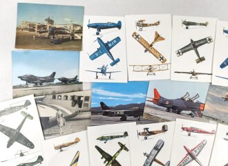 Sammlung 36 Ansichtskarten mit Flugzeugen aller Art