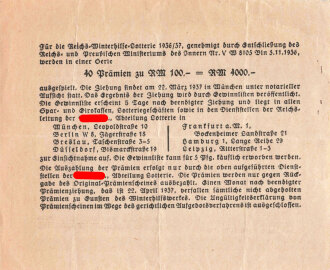 Winterhilfswerk Prämienschein 1937