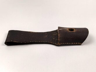 Brauner Koppelschuh, genarbtes Leder, ungewöhnliche Form, Breite innen gemessen 40mm