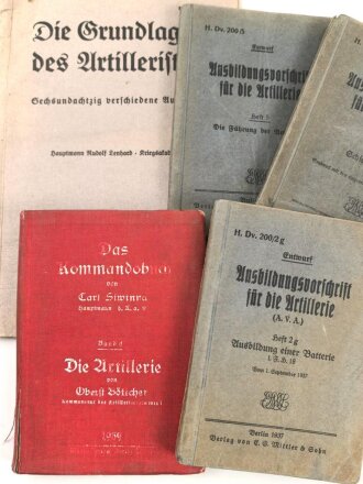 Wehrmacht, 5 Dienstvorschriften zum Thema Artillerie, alle defekt