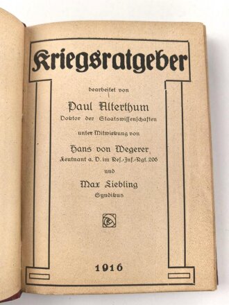 "Kriegsratgeber" Badische Presse Karlsruhe,...